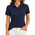 Damen Poloshirt Größe M glattes Textilgewebe Marineblau Kurzarm Klassisch