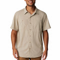 Herren Kurzarmhemd Größe M aus Textilgewebe Beige mit Mesh-Einsätzen für Outdoor