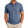 Herren Poloshirt Größe L aus Textil in Blau meliert mit Kurzarm für Freizeit