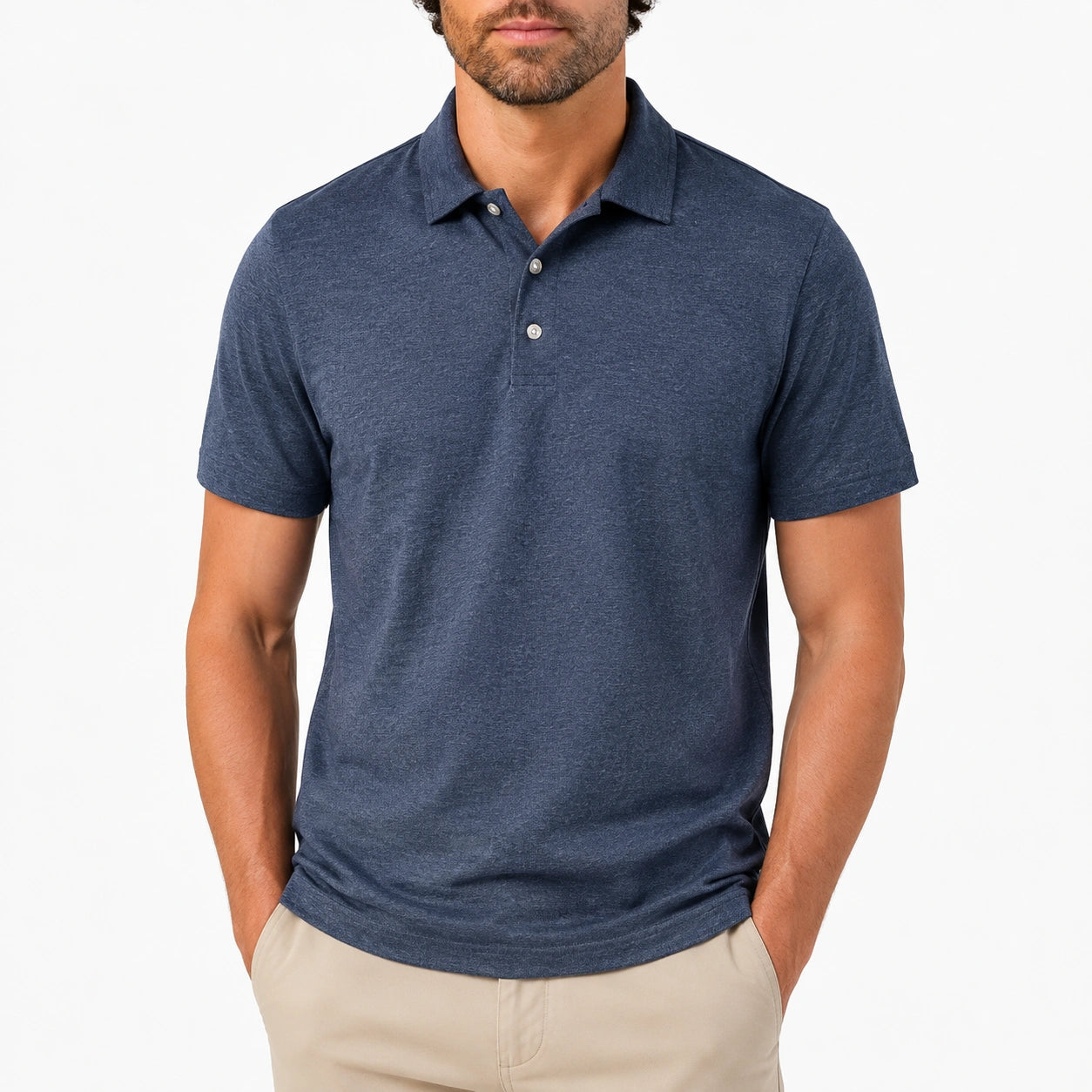 Herren Poloshirt Größe L Blau kurzarm mit Knopfleiste