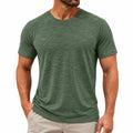 Herren T-Shirt M Grün meliert Kurzarm Rundhals Freizeit