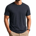 Herren T-Shirt L aus Textil in Dunkelblau mit Rundhalsausschnitt für Alltag