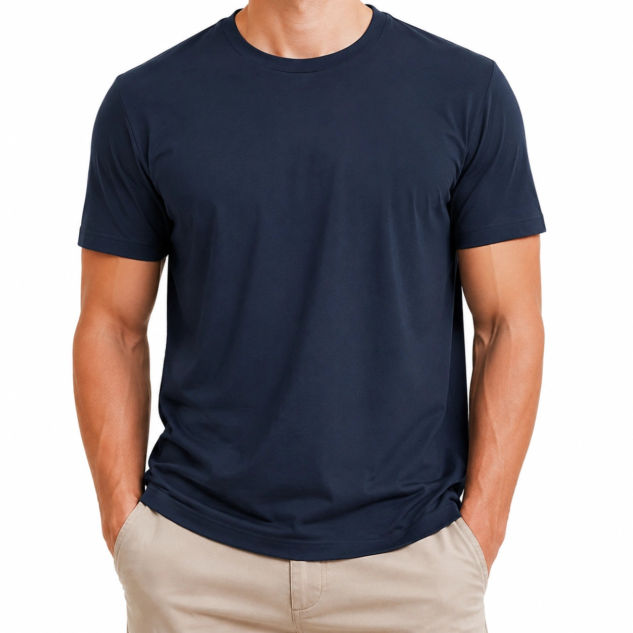 Herren T-Shirt Größe L Dunkelblau glatte Oberfläche Kurzarm Rundhals