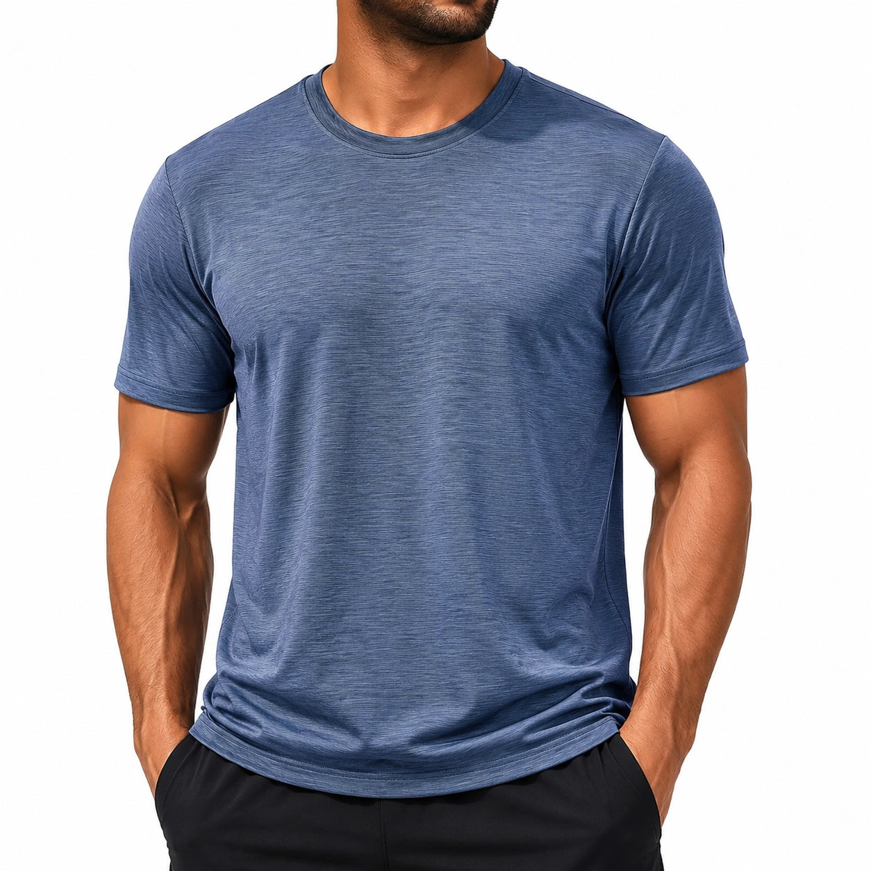 Herren T-Shirt XL Blau Kurzarm Rundhals Freizeit