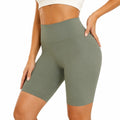 Damen Radlerhose M aus elastischem Textilgewebe Olivgrün mit hohem Bund für Sport