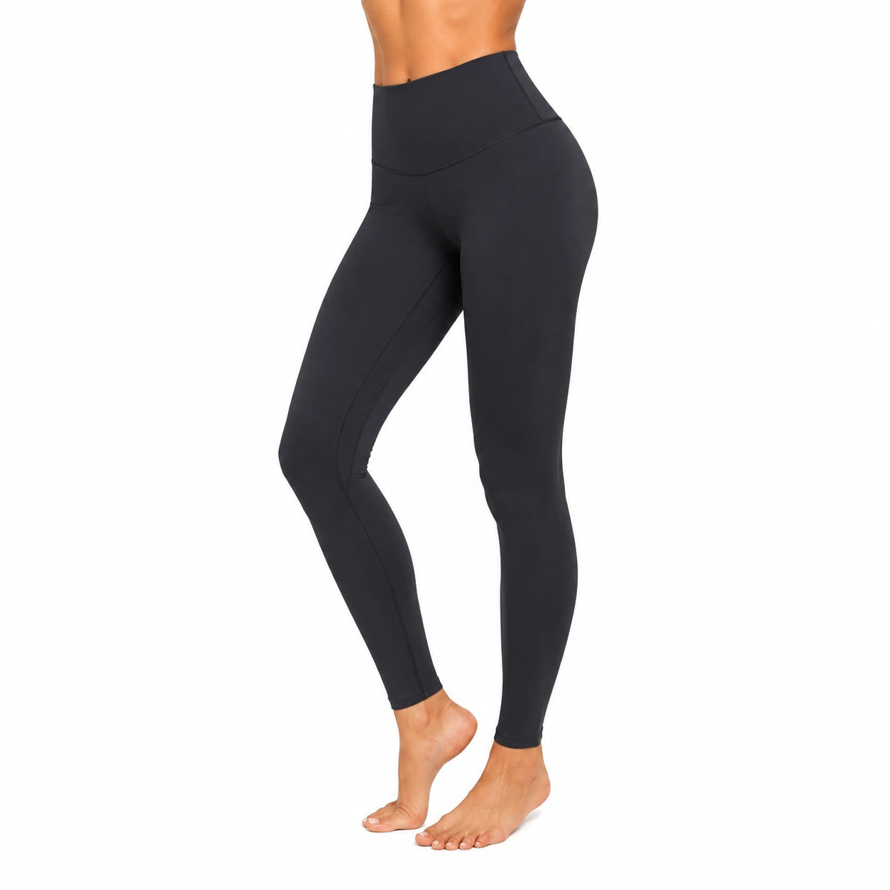 Damen Leggings Größe L aus Stretchmaterial Schwarz mit hohem Bund für Sport